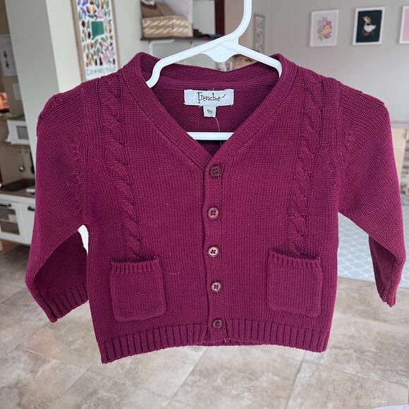 Frenchie Red Cable Knit Button Front Cardigan Sweater Baby Size 9M NWT - Picture 1 of 3